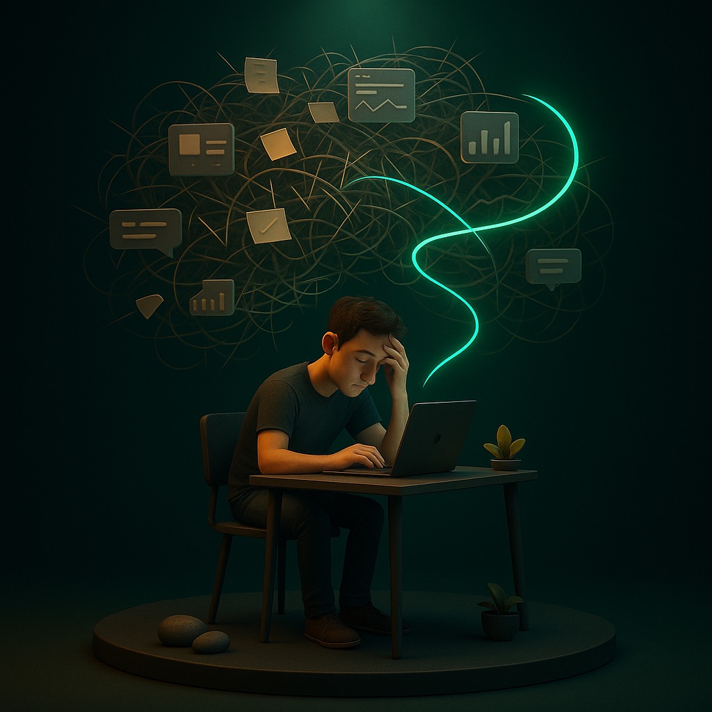 Founder overwhelmed by floating tabs and notifications